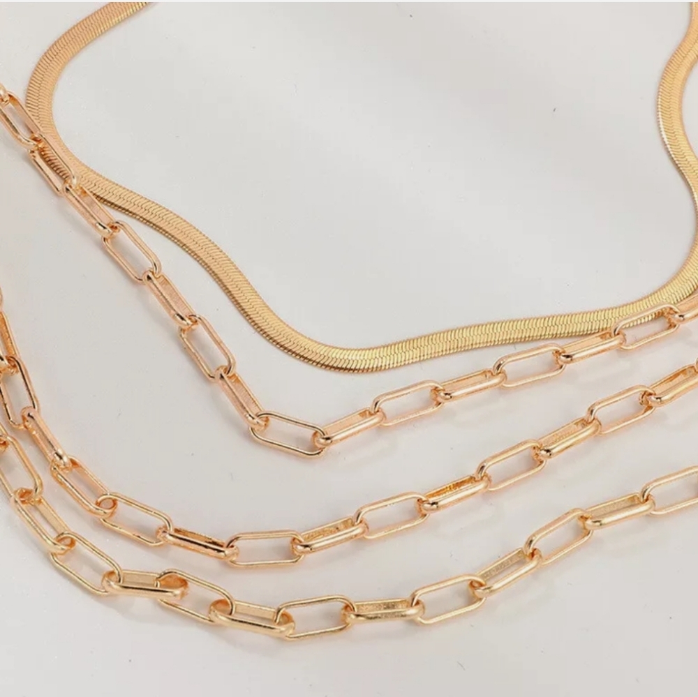 MULTILAYER CHUNKY CHAIN BIG PENDANT NECKLACE CHOKER - Picture 7 of 9